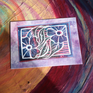 Cartão Postal Impressão de margarida roxa esculpida