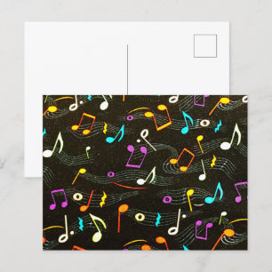Cartão Postal Impressão de Moda com tema musical
