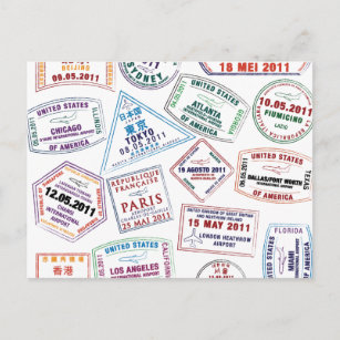 Cartão Postal Impressão de Padrão de Carimbo do Passport