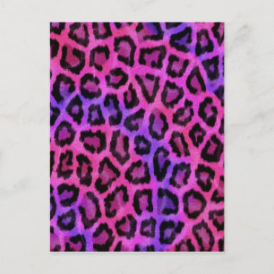 Cartão Postal Impressão de Pele-Leopardo Rosa
