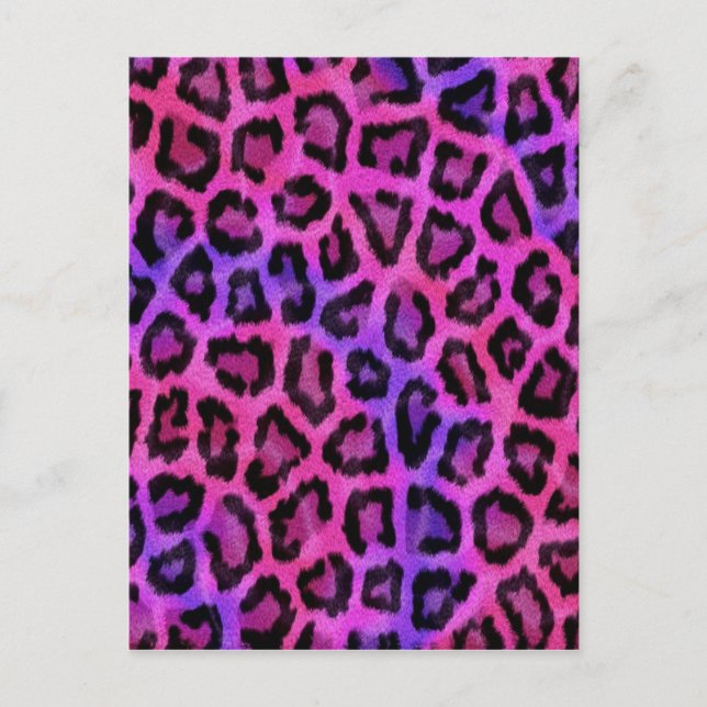 Cartão Postal Impressão de Pele-Leopardo Rosa (Frente)