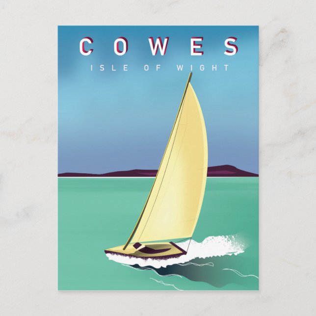Cartão Postal impressão de poster de viagens de cowes. (Frente)