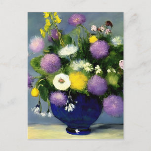 Cartão Postal Impressão de Vaso de Flor de Cor Suave