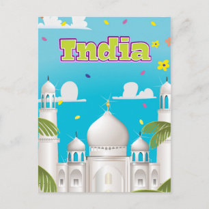 Cartão Postal Impressão de viagem de desenho animado da Índia.