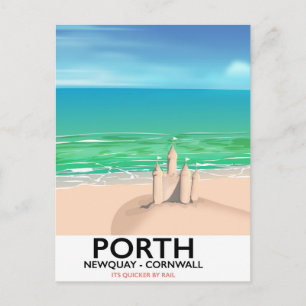 Cartão Postal impressão de viagem do castelo de areia de Porth N