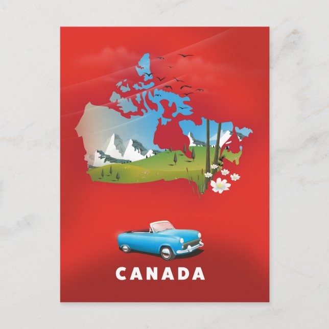 Cartão Postal Impressão de viagem ilustrada do Canadá. (Frente)