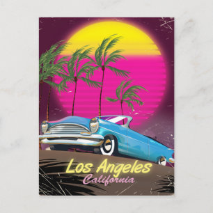 Cartão Postal Impressão de viagem retrô de Los Angeles anos 80