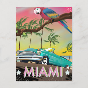 Cartão Postal Impressão de viagem retrô vintage de Miami