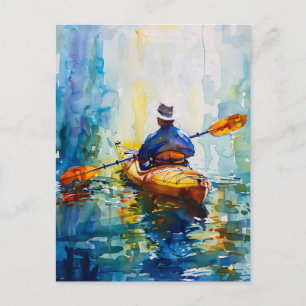 Cartão Postal Impressão de Watercolor Kayak