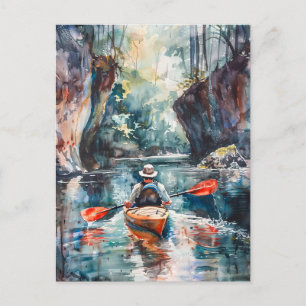 Cartão Postal Impressão de Watercolor Kayak