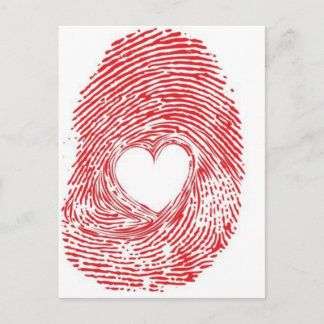 Cartão Postal impressão digital com coração
