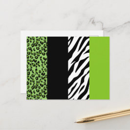Cartão Postal Impressão Leopardo, Impressão Zebra, Impressão Ani