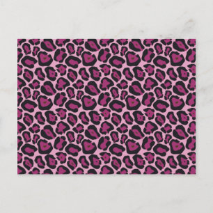 Cartão Postal Impressão Leopardo Rosa