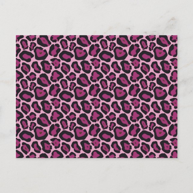 Cartão Postal Impressão Leopardo Rosa (Frente)