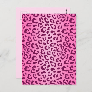Cartão Postal Impressão Leopardo Rosa-na moda