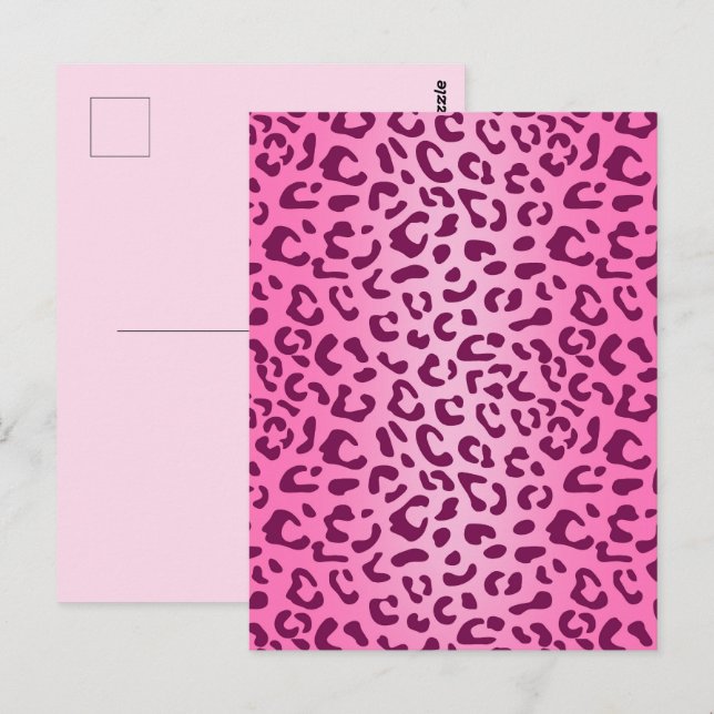 Cartão Postal Impressão Leopardo Rosa-na moda (Frente/Verso)