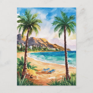 Cartão Postal Impressão por Aquarela da Espanha de Praia da Marb