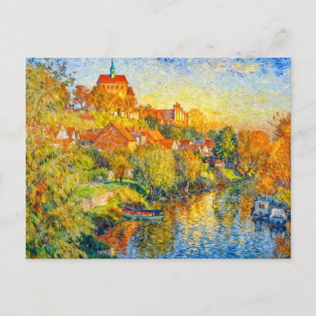 Cartão Postal Impressionist Autumn View of Havelberg Cathedral w (Frente)
