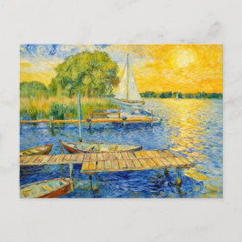Cartão Postal Impressionist Lakeside Pier on the Wannsee with Bo