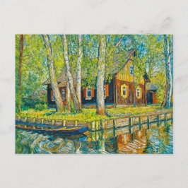 Cartão Postal Impressionist Spreewald House by a Quiet Canal wit