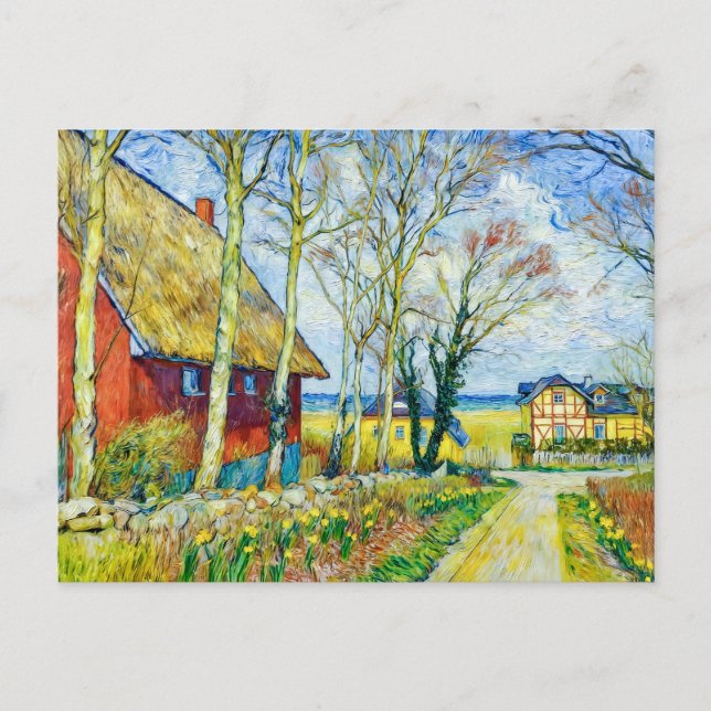 Cartão Postal Impressionist Village Scene in Ahrenshoop on the D (Frente)