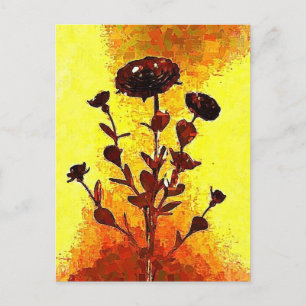 Cartão Postal Impressionista Amarelo Arte Flor Medieval
