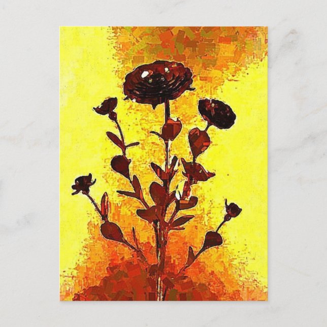 Cartão Postal Impressionista Amarelo Arte Flor Medieval (Frente)