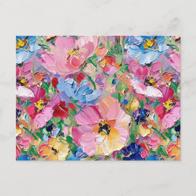 Cartão postal impressionista de flores abstratas (Frente)