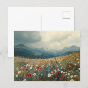 Cartão Postal Impressionista Pintando Paisagem de Flor Selvagem