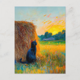 Cartão Postal Impressionista Pintura de Óleo de Gato por Haystac