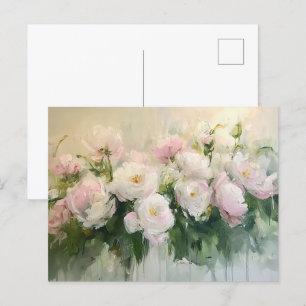 Cartão Postal Impressionista Pintura de Rosas