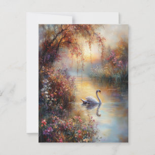 Cartão Postal Impressionista Swan Rustic