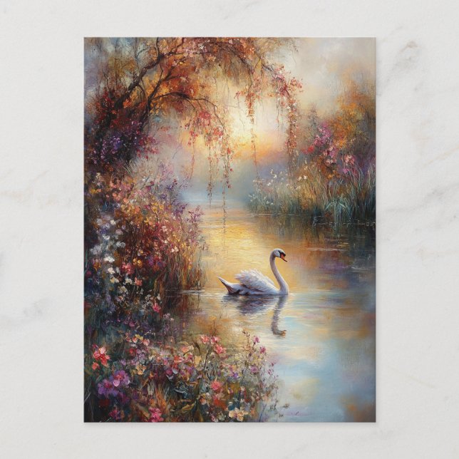 Cartão Postal Impressionista Swan Rustic (Frente)