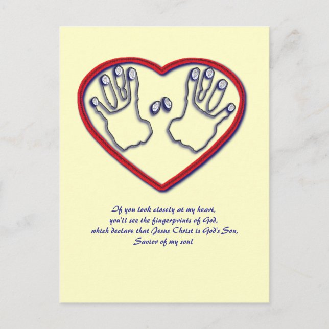 Cartão Postal Impressões digitais de Deus - 1 Peter 5:6-7 (Frente)