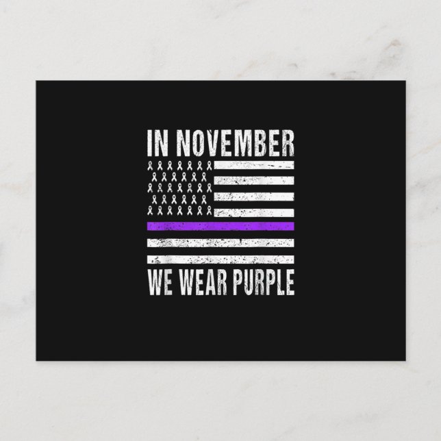 Cartão Postal In November We Wear Purple Pancreatic Cancer Aware (Frente)