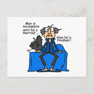 Cartão Postal Incompleto E, Em Seguida, Acabado O Humor Do Casam