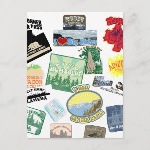 Cartão Postal Incrível Colagem de Viagens