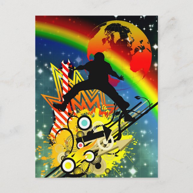 Cartão Postal Incrível dançarina de música legal silhueta guitar (Frente)