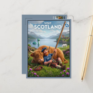 Cartão Postal Incrível Visite Escócia 3D Nessie, Unicórnio