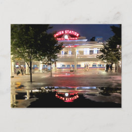 Cartão Postal Incrível Vista Noturna, Estação Sindical, Denver,