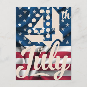 Cartão Postal Independência 4 de julho bandeira americana script