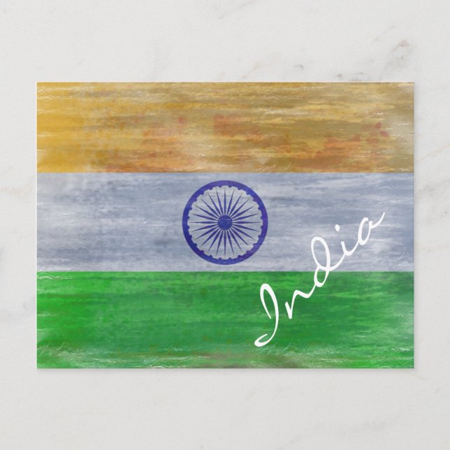 Cartão Postal India afligiu a bandeira indiana (Frente)