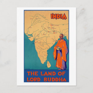 Cartão Postal Índia Antiga Terra do Senhor Buda Viagem