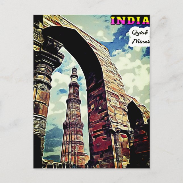 Cartão postal (* Índia 🇮 🇳 Kutub Minar) (Frente)