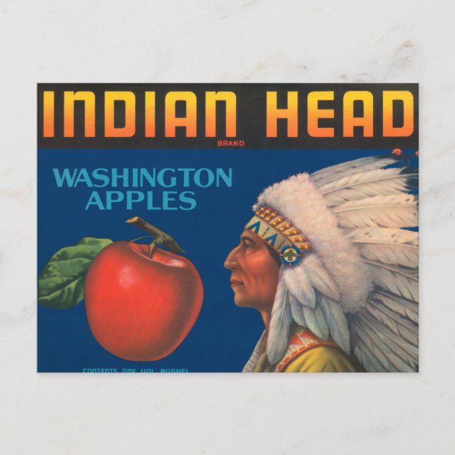 Cartão Postal Indian Head Washington Apple Ad (Frente)