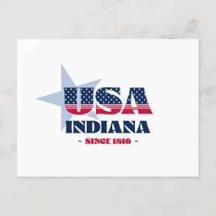 Cartão Postal Indiana em Red, White e Blue Postcard