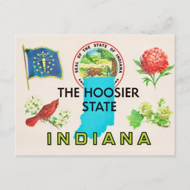 Cartão Postal Indiana Hoosier Greeting Postcard (Frente)