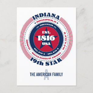 Cartão Postal Indiana, Indianápolis, IN, Patriótico, Monograma