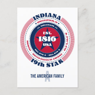 Cartão Postal Indiana, Indianápolis, IN, Patriótico, Monograma