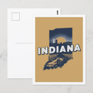 Cartão Postal Indiana Retro Viagem Design Iconic Estados Unidos